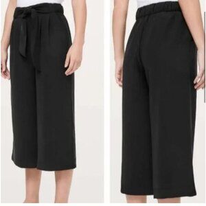 Lululemon Noir Crop Black Wide Leg High Wasit Tie Pants Size 12